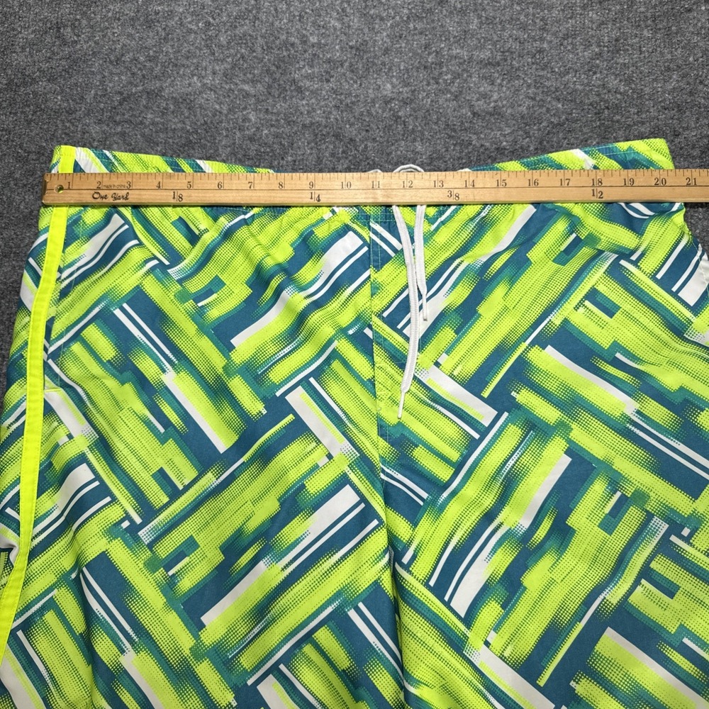 Nike Board Shorts Green Geometric Swim Trunks Men L Mesh Lined Surf Better World - Picture 10 of 12